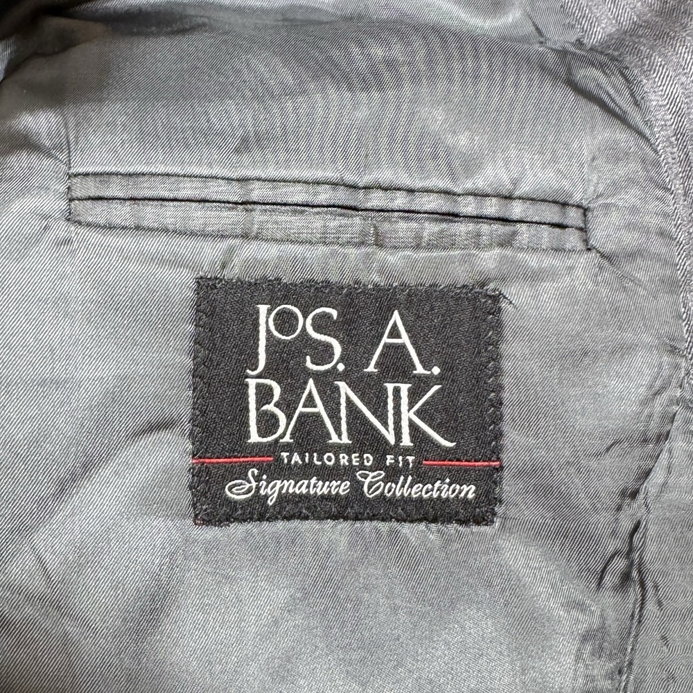 Jos. A. Bank Blazer Mens 42L Grey Wool Herringbone Tailored Signature Collection - Picture 8 of 8